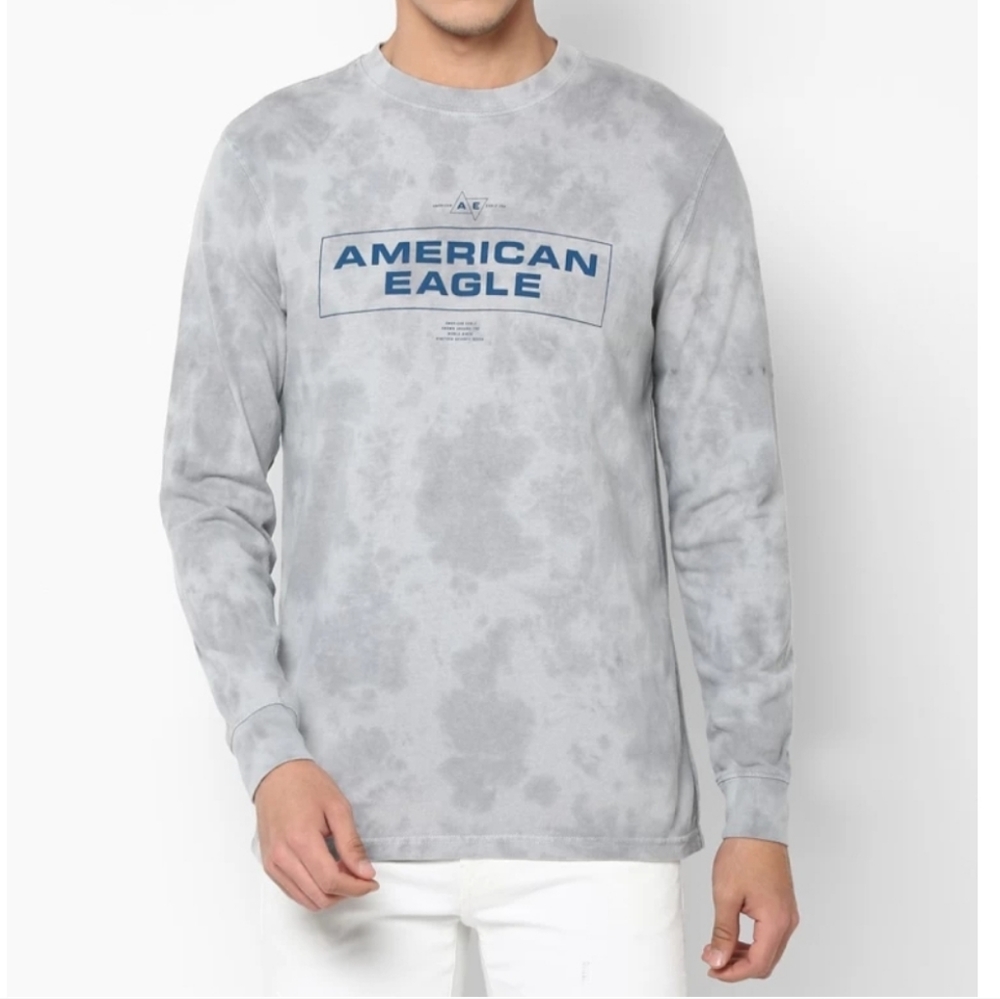 American Eagle Outfitters Long Sleeve Gray Tie Dye Tee, M